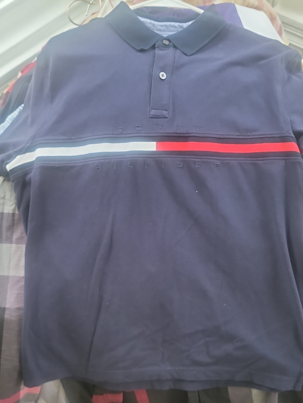 Tommy Hilfiger Navy Polo with Signature Stripe